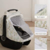 Blissful Diary Baby Car Seat Cover, Extra Large Mesh Window, Breathable Muslin Cotton, Infant Windproof Canopy, Must-Have Baby Gift - Roman Green