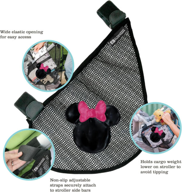 Disney Baby by J.L. Childress Side Sling Cargo Net, Stroller Organizer & Storage, Mickey Black