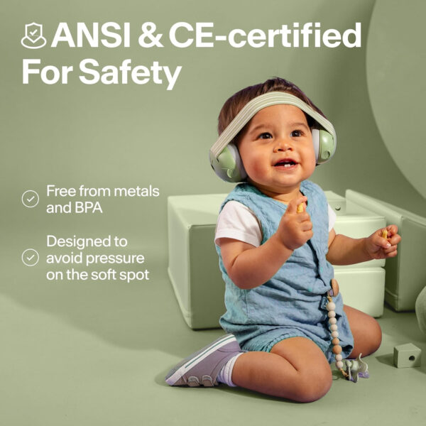 Alpine Muffy Baby Ear Protection for Babies and Toddlers up to 36 Months - CE & ANSI Certified - Noise Reduction Earmuffs - Comfortable Baby Headphones Against Hearing Damage & Improves Sleep - Green