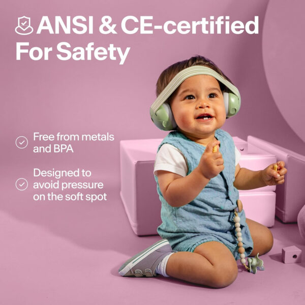 Alpine Muffy Baby Ear Protection for Babies and Toddlers up to 36 Months - CE & ANSI Certified - Noise Reduction Earmuffs - Comfortable Baby Headphones Against Hearing Damage & Improves Sleep - Green
