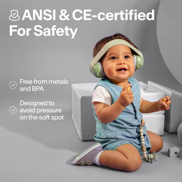 Alpine Muffy Baby Ear Protection for Babies and Toddlers up to 36 Months - CE & ANSI Certified - Noise Reduction Earmuffs - Comfortable Baby Headphones Against Hearing Damage & Improves Sleep - Green