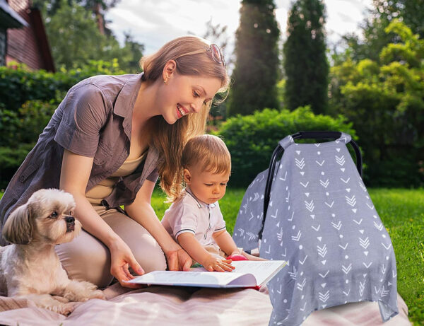 Muslin Carseat Cover for Babies, Metplus Breathable Infant Carseat Cover Lightweight Baby Carrier Cover for Girls Boys, Fit Spring Summer/Hot Days/Warm Weather, Pink Floral