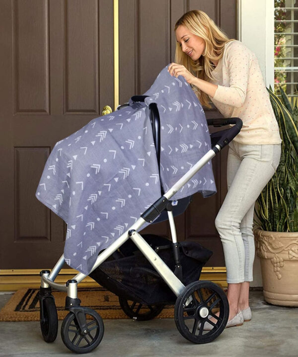 Muslin Carseat Cover for Babies, Metplus Breathable Infant Carseat Cover Lightweight Baby Carrier Cover for Girls Boys, Fit Spring Summer/Hot Days/Warm Weather, Pink Floral