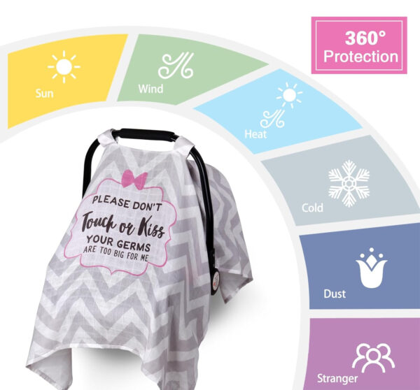 Muslin Carseat Cover for Babies, Metplus Breathable Infant Carseat Cover Lightweight Baby Carrier Cover for Girls Boys, Fit Spring Summer/Hot Days/Warm Weather, Pink Floral