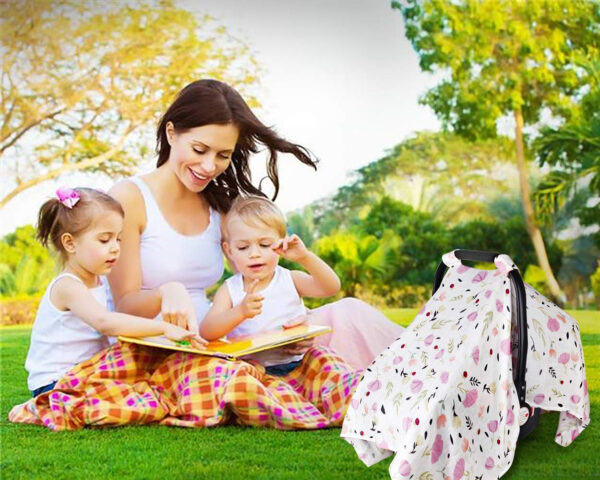 Muslin Carseat Cover for Babies, Metplus Breathable Infant Carseat Cover Lightweight Baby Carrier Cover for Girls Boys, Fit Spring Summer/Hot Days/Warm Weather, Pink Floral