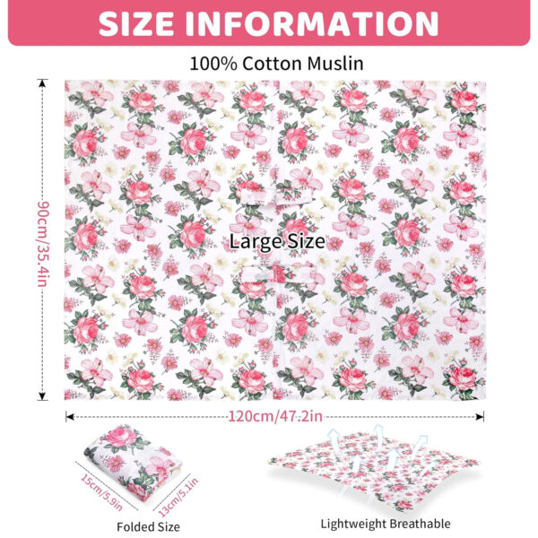 Muslin Carseat Cover for Babies, Metplus Breathable Infant Carseat Cover Lightweight Baby Carrier Cover for Girls Boys, Fit Spring Summer/Hot Days/Warm Weather, Pink Floral