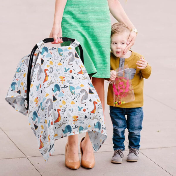 Muslin Carseat Cover for Babies, Metplus Breathable Infant Carseat Cover Lightweight Baby Carrier Cover for Girls Boys, Fit Spring Summer/Hot Days/Warm Weather, Pink Floral