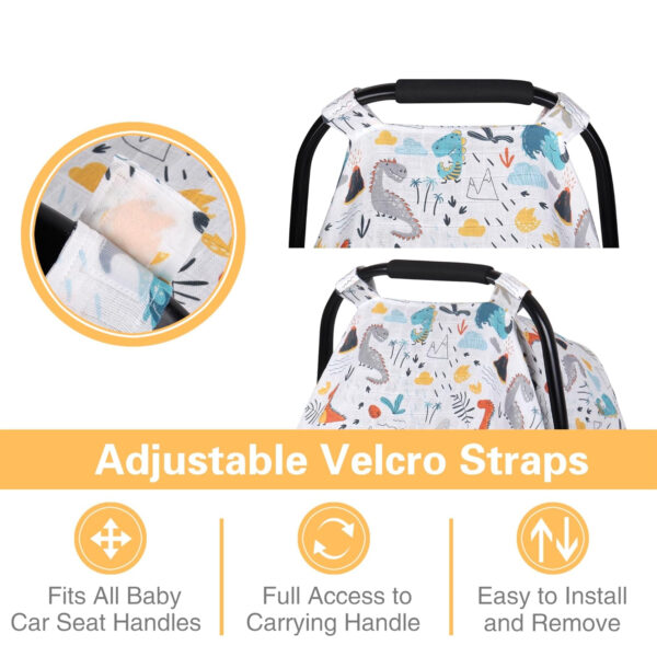 Muslin Carseat Cover for Babies, Metplus Breathable Infant Carseat Cover Lightweight Baby Carrier Cover for Girls Boys, Fit Spring Summer/Hot Days/Warm Weather, Pink Floral