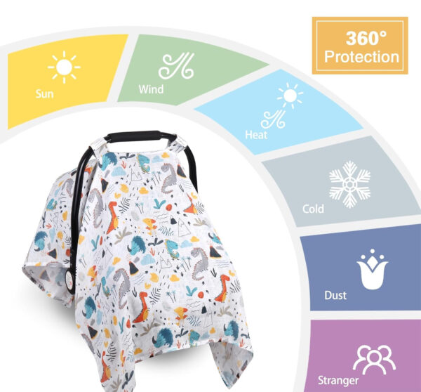 Muslin Carseat Cover for Babies, Metplus Breathable Infant Carseat Cover Lightweight Baby Carrier Cover for Girls Boys, Fit Spring Summer/Hot Days/Warm Weather, Pink Floral