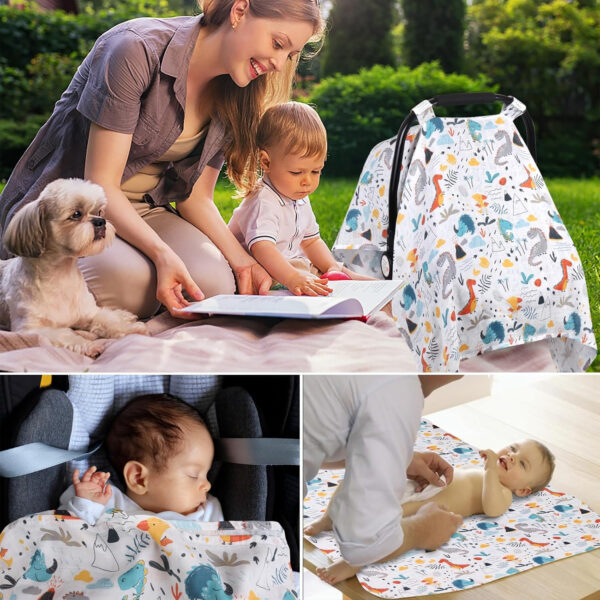 Muslin Carseat Cover for Babies, Metplus Breathable Infant Carseat Cover Lightweight Baby Carrier Cover for Girls Boys, Fit Spring Summer/Hot Days/Warm Weather, Pink Floral