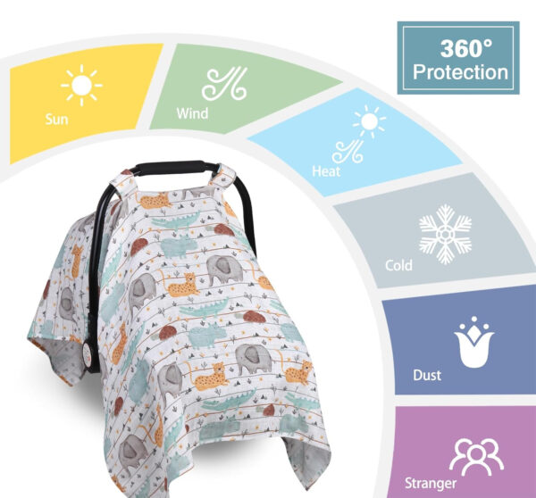 Muslin Carseat Cover for Babies, Metplus Breathable Infant Carseat Cover Lightweight Baby Carrier Cover for Girls Boys, Fit Spring Summer/Hot Days/Warm Weather, Pink Floral