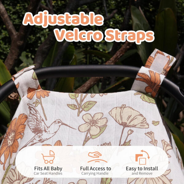 Muslin Carseat Cover for Babies, Metplus Breathable Infant Carseat Cover Lightweight Baby Carrier Cover for Girls Boys, Fit Spring Summer/Hot Days/Warm Weather, Pink Floral