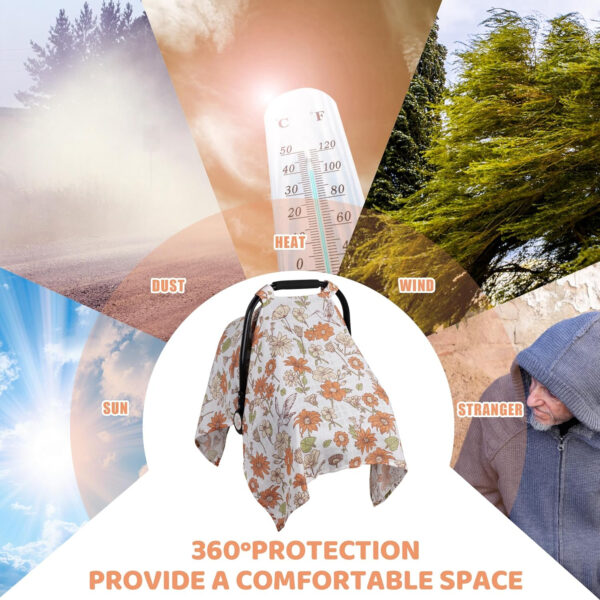 Muslin Carseat Cover for Babies, Metplus Breathable Infant Carseat Cover Lightweight Baby Carrier Cover for Girls Boys, Fit Spring Summer/Hot Days/Warm Weather, Pink Floral