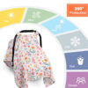 Muslin Carseat Cover for Babies, Metplus Breathable Infant Carseat Cover Lightweight Baby Carrier Cover for Girls Boys, Fit Spring Summer/Hot Days/Warm Weather, Pink Floral