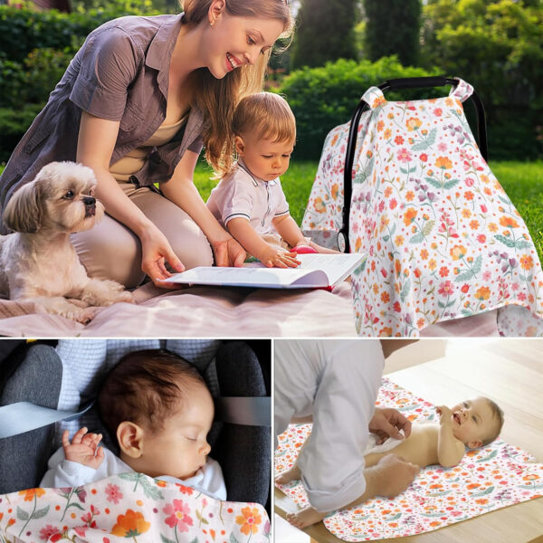 Muslin Carseat Cover for Babies, Metplus Breathable Infant Carseat Cover Lightweight Baby Carrier Cover for Girls Boys, Fit Spring Summer/Hot Days/Warm Weather, Pink Floral