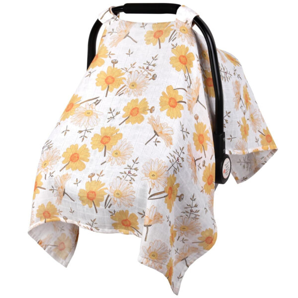 Muslin Carseat Cover for Babies, Metplus Breathable Infant Carseat Cover Lightweight Baby Carrier Cover for Girls Boys, Fit Spring Summer/Hot Days/Warm Weather, Pink Floral