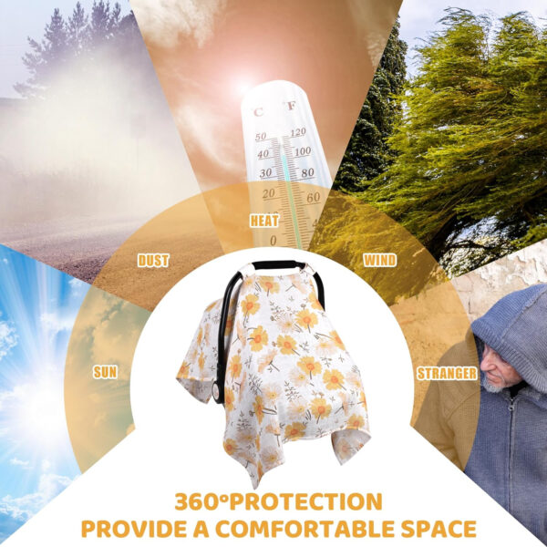 Muslin Carseat Cover for Babies, Metplus Breathable Infant Carseat Cover Lightweight Baby Carrier Cover for Girls Boys, Fit Spring Summer/Hot Days/Warm Weather, Pink Floral