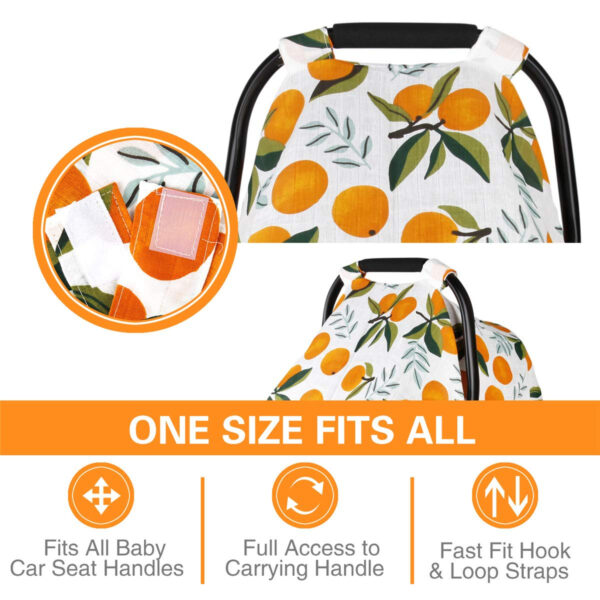 Muslin Carseat Cover for Babies, Metplus Breathable Infant Carseat Cover Lightweight Baby Carrier Cover for Girls Boys, Fit Spring Summer/Hot Days/Warm Weather, Pink Floral