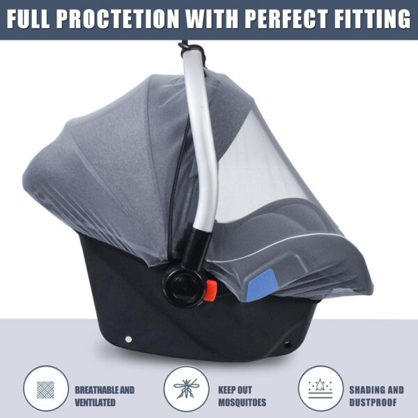 Baby Mosquito Net for Infant Car Seats,Infant Stroller and Bassinets, Carrier,Breathable with Elastic Netting for Easy Fitting, Portable Durable & Long Lasting Infant Insect Shield Netting (White)