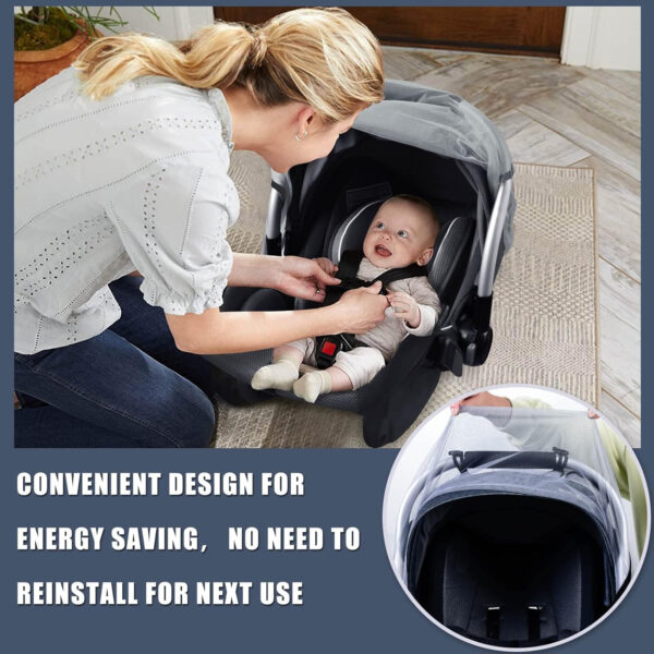 Baby Mosquito Net for Infant Car Seats,Infant Stroller and Bassinets, Carrier,Breathable with Elastic Netting for Easy Fitting, Portable Durable & Long Lasting Infant Insect Shield Netting (White)