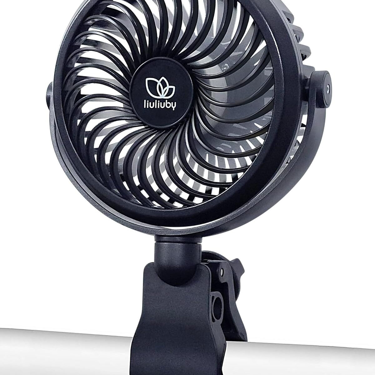 liuliuby Baby Stroller Fan with Clip | Clip On Fan for Baby Car Seat | Portable & Rechargeable with Durable Clamp | Stroller Accessories | Small Cooling USB Chargeable Battery (Jet Black)