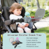 3-in-1 Universal Stroller Snack Tray Attachment with Dust Cover Sturdy Stroller Cup Snack Holder Clamp & Silicone Arms Grip Design Baby Travel Gear Accessories Detachable Dishwasher-Safe Universal Fit