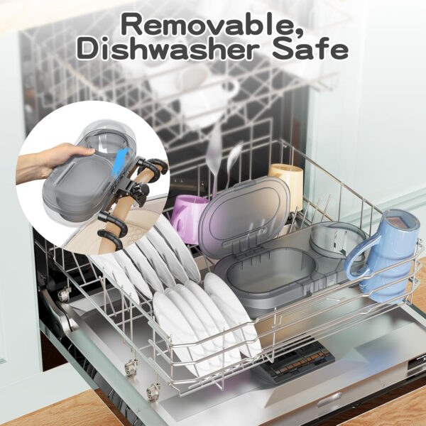 3-in-1 Universal Stroller Snack Tray Attachment with Dust Cover Sturdy Stroller Cup Snack Holder Clamp & Silicone Arms Grip Design Baby Travel Gear Accessories Detachable Dishwasher-Safe Universal Fit