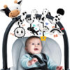 Spiral Car Seat Baby Toys 0-6 Months, Infant Carseat High Contrast Sensory Toys Hanging Stroller Accessories, Newborn Gifts for Baby Boys Girls Essentials, Cute Black and White Cow