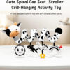 Spiral Car Seat Baby Toys 0-6 Months, Infant Carseat High Contrast Sensory Toys Hanging Stroller Accessories, Newborn Gifts for Baby Boys Girls Essentials, Cute Black and White Cow