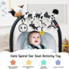 Spiral Car Seat Baby Toys 0-6 Months, Infant Carseat High Contrast Sensory Toys Hanging Stroller Accessories, Newborn Gifts for Baby Boys Girls Essentials, Cute Black and White Cow