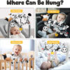 Spiral Car Seat Baby Toys 0-6 Months, Infant Carseat High Contrast Sensory Toys Hanging Stroller Accessories, Newborn Gifts for Baby Boys Girls Essentials, Cute Black and White Cow