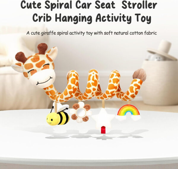 Spiral Car Seat Baby Toys 0-6 Months, Infant Carseat High Contrast Sensory Toys Hanging Stroller Accessories, Newborn Gifts for Baby Boys Girls Essentials, Cute Black and White Cow