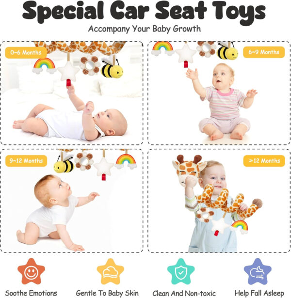 Spiral Car Seat Baby Toys 0-6 Months, Infant Carseat High Contrast Sensory Toys Hanging Stroller Accessories, Newborn Gifts for Baby Boys Girls Essentials, Cute Black and White Cow