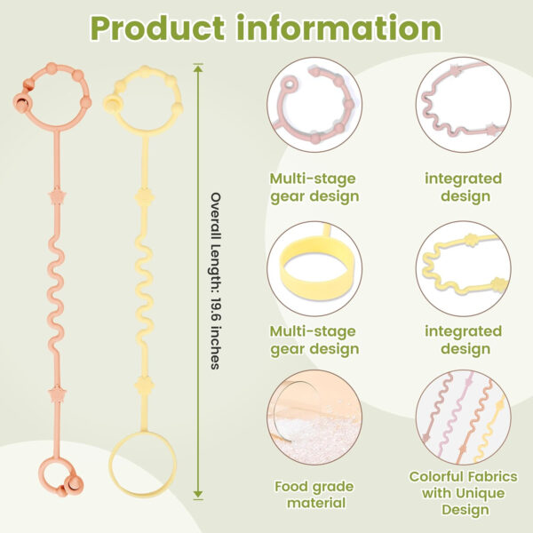 RTMOK Toy Straps for Baby,RTMOK Silicone Setpacifier Clip,Applies to Car Seat Toy,Teether Toy,High Chair,Stroller Accessories,Baby Toy Clips,Cribs,Rocking Chair